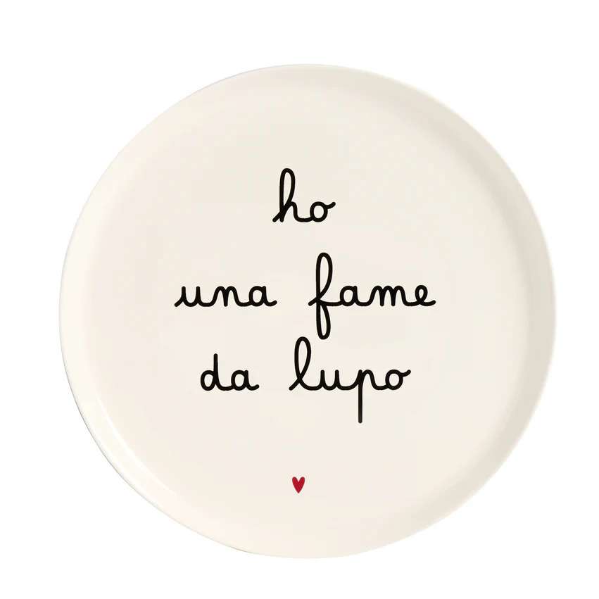 Immagine principale di Piatto Pizza in Ceramica Ho Una Fame da Lupo 31,5 cm TT | Simple Day