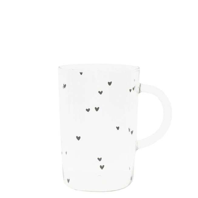 Immagine principale di Bicchiere Tumbler con Manico in Vetro Tappezzato di Cuori | Bastion Collections