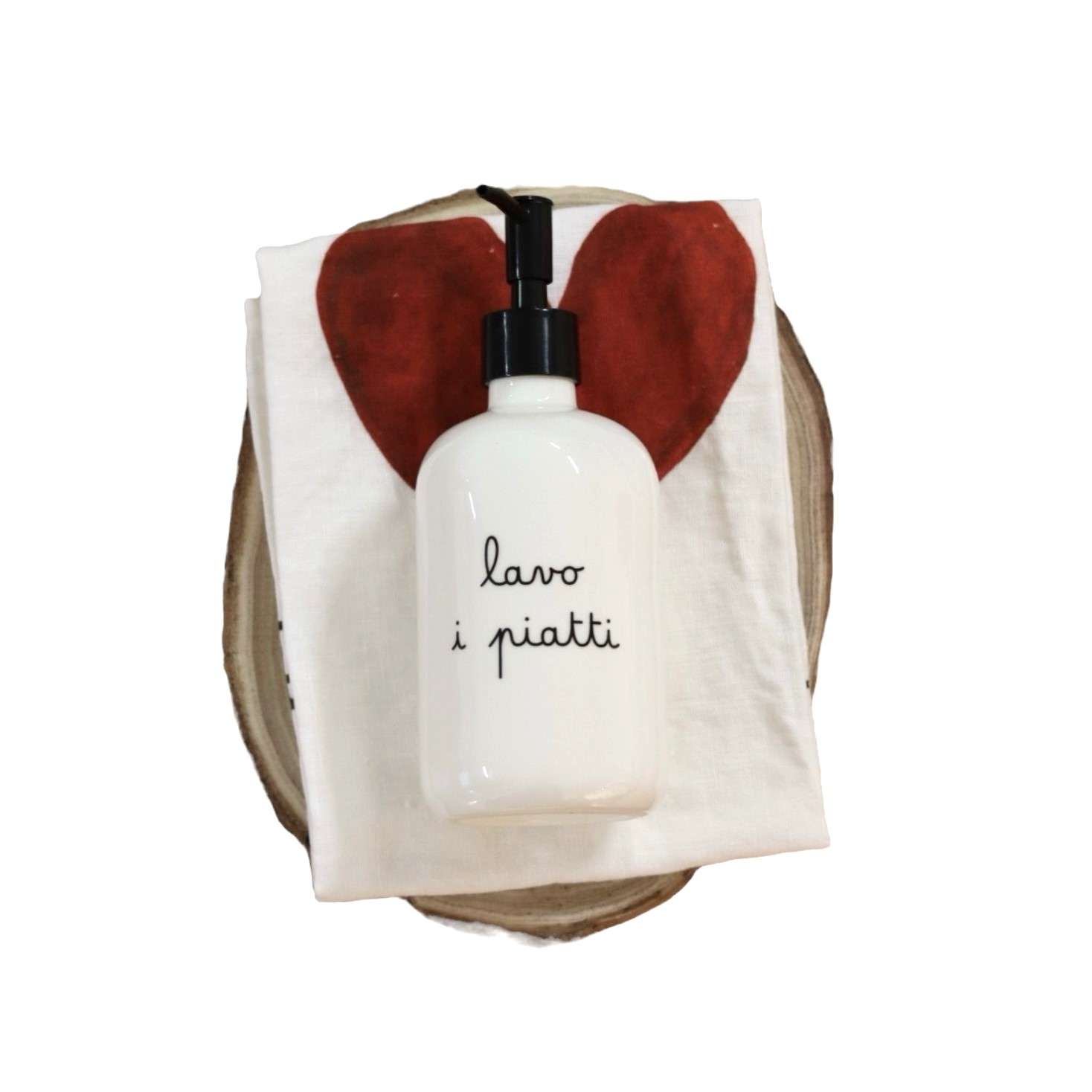 Immagine principale di Idea regalo Strofinaccio Lino con Dispenser sapone e Base Legno | Pietro Zanetti Home