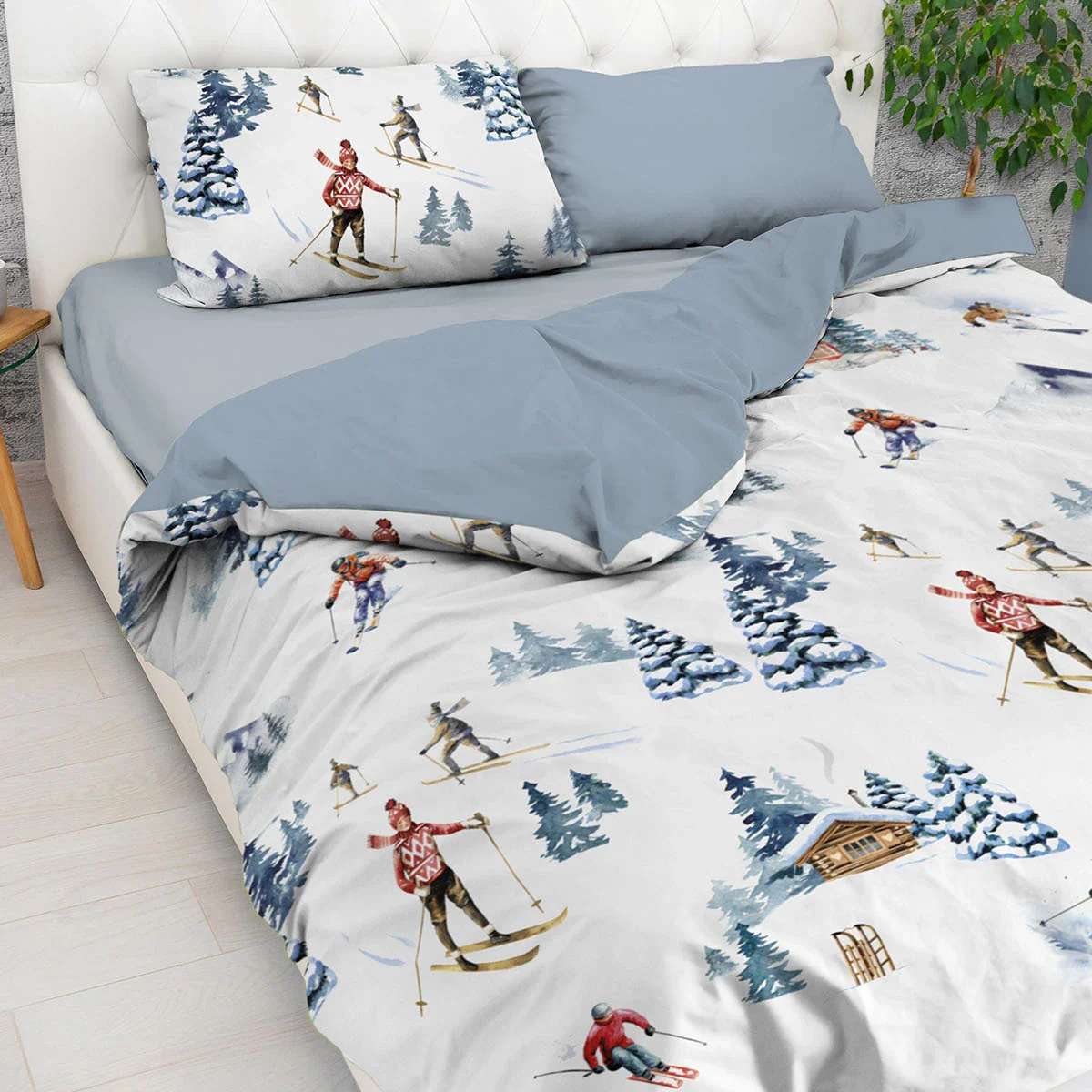 Immagine principale di Copripiumino Matrimoniale Sci Mon Amour BLU in 100% Cotone Daunex | Daunex