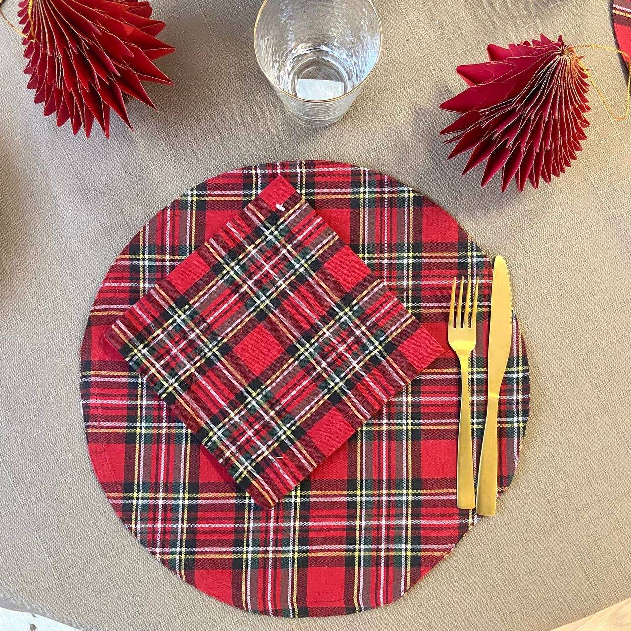 Immagine principale di Set Tovaglietta Americana + Tovagliolo Tartan Rosso Redart | Pietro Zanetti Home