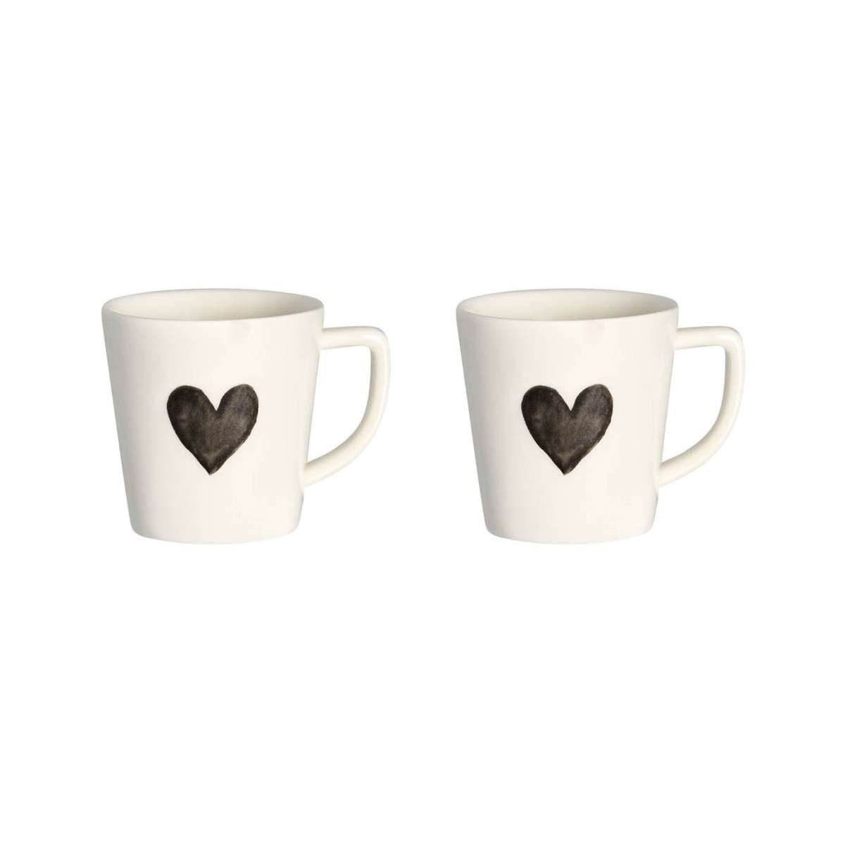 Immagine del prodotto Set 2 Tazzine Espresso in Ceramica Cuore Acquerello Grigio 5.5xh6 cm | Simple Day
