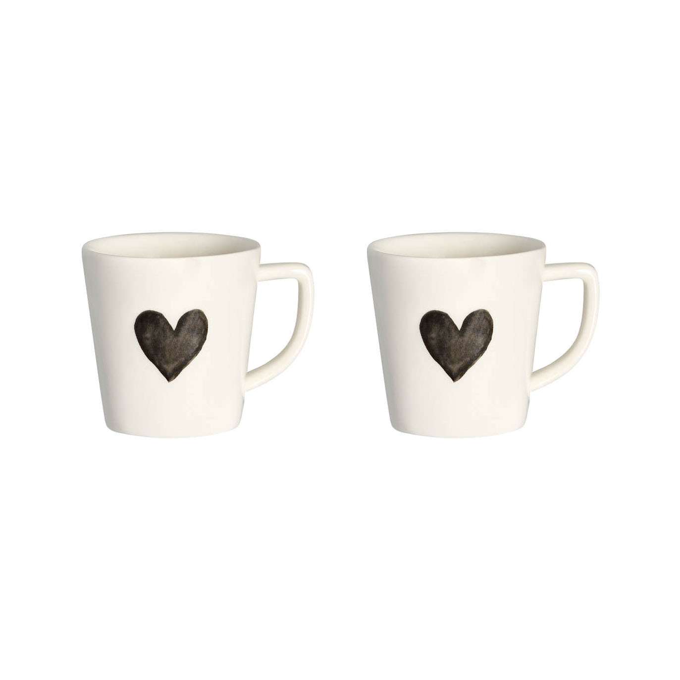 Immagine principale di Set 2 Tazzine Espresso in Ceramica Cuore Acquerello Grigio 5.5xh6 cm | Simple Day