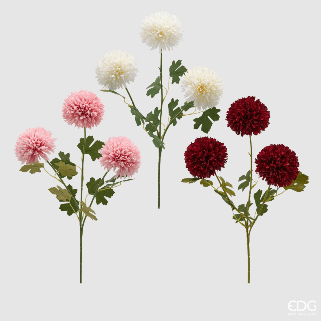 Immagine principale di Dalia Ponpon Bliss Ramo Artificiale  x3 h 65 cm - 3 Colori | EDG Enzo De Gasperi