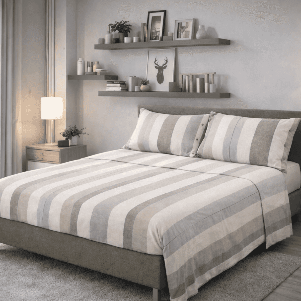 Immagine del prodotto Completo Letto Matrimoniale Matilde Hermes 100% Cotone Tinto in Filo No stiro | Cavalieri Spa