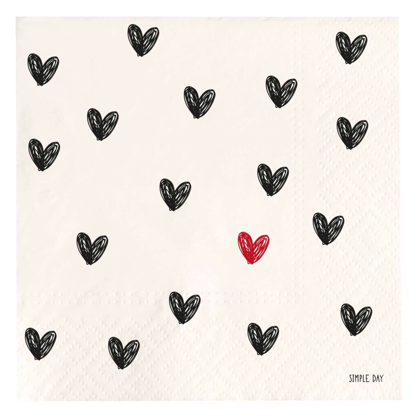 Immagine principale di Tovaglioli di Carta Tappezzati di Cuori (20pz) 33x33 cm | Simple Day