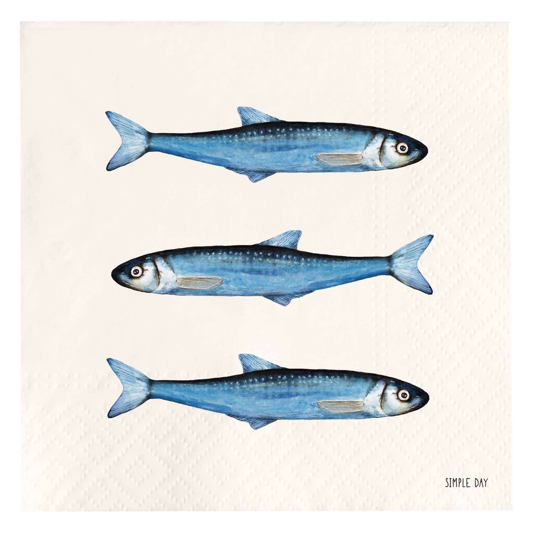 Immagine principale di Tovaglioli di Carta Sardine (20pz) 33x33 cm | Simple Day