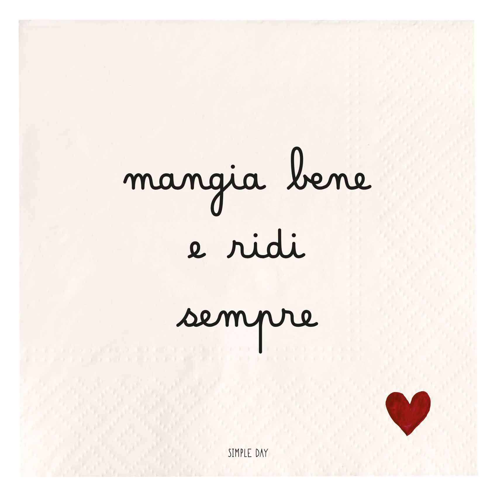 Immagine principale di Tovaglioli di Carta Mangia Bene e Ridi Sempre (20pz) 33x33 cm | Simple Day