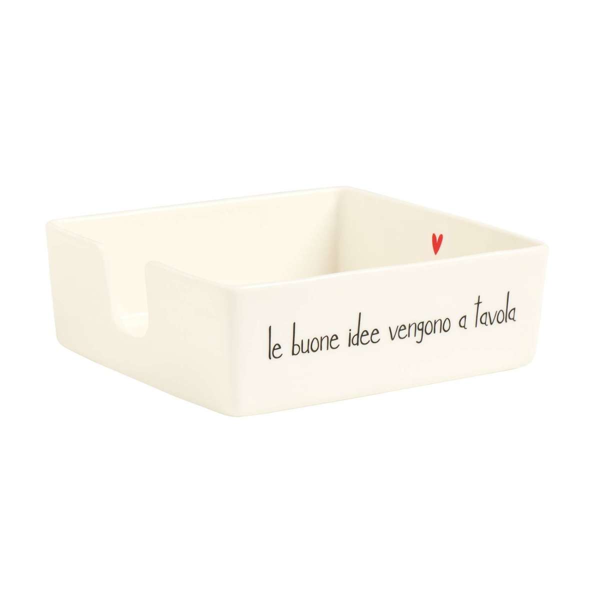 Immagine del prodotto Portatovaglioli Quadrato Le buone Idee Vengono a Tavola 18,8x18,8x6,2 cm | Simple Day