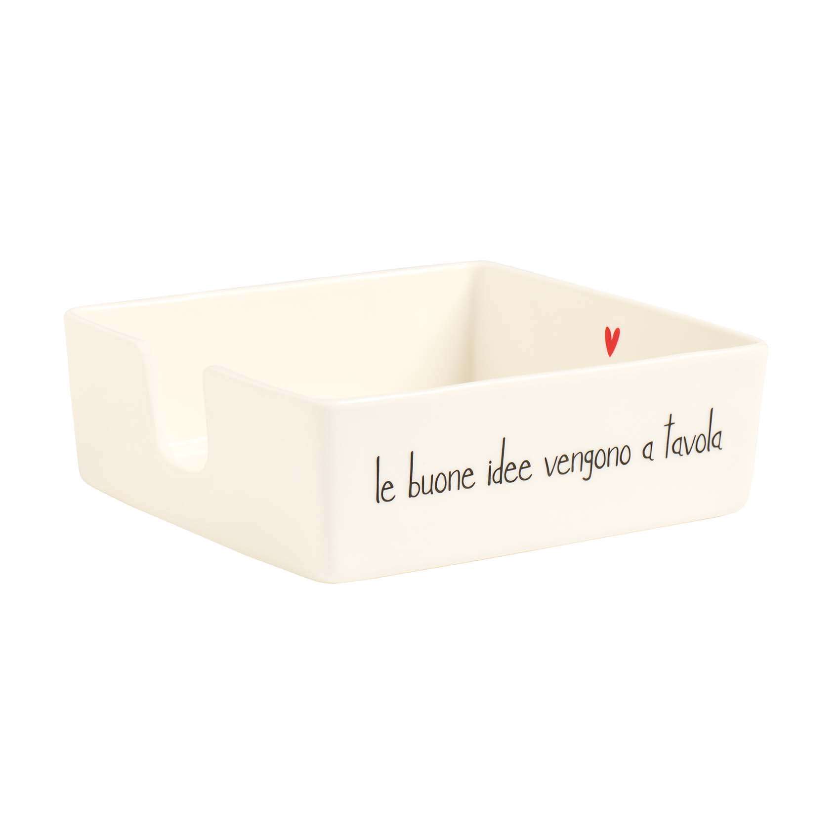 Immagine principale di Portatovaglioli Quadrato Le buone Idee Vengono a Tavola 18,8x18,8x6,2 cm | Simple Day