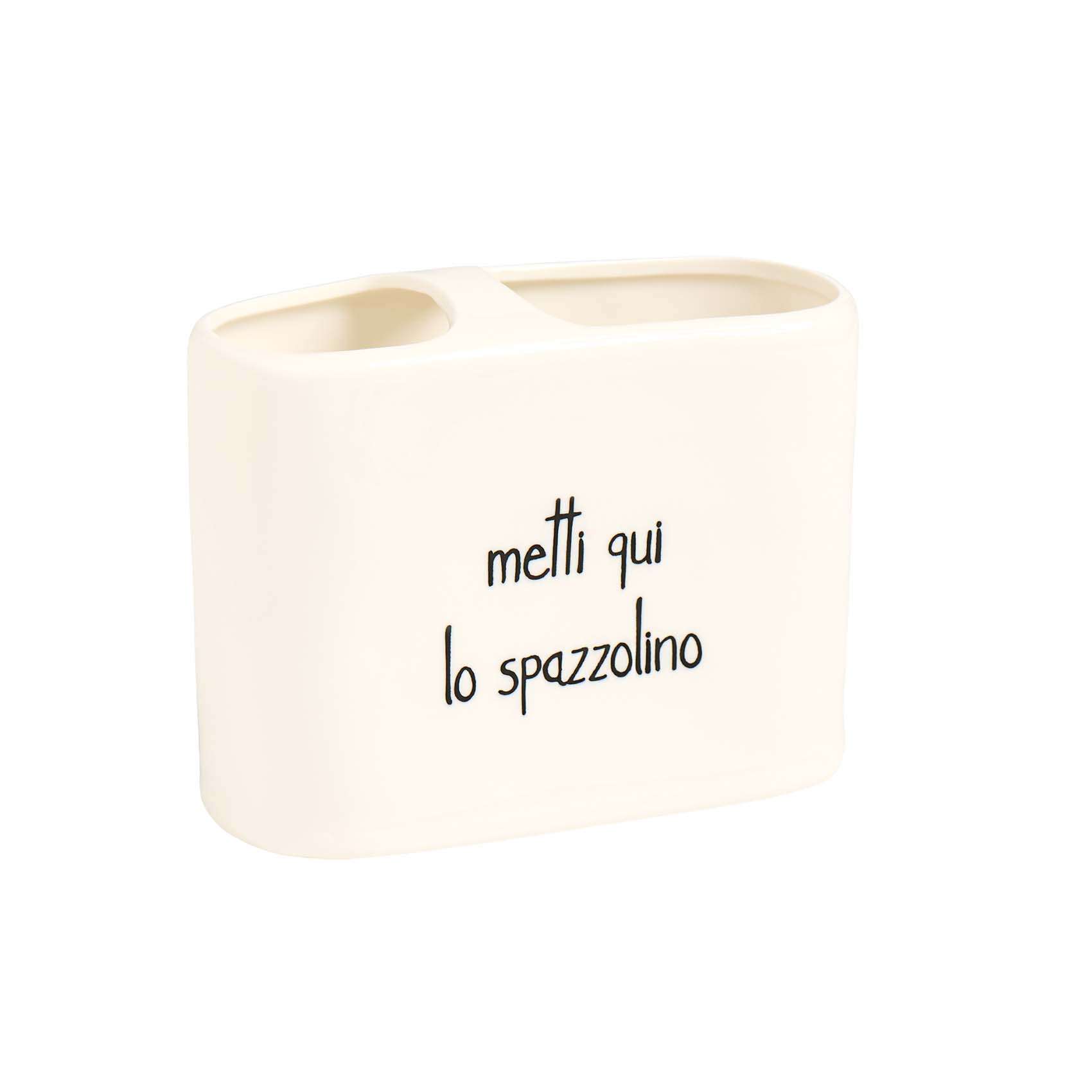 Immagine principale di Portaspazzolino Big in gres "Metti Qui lo Spazzolino" | Simple Day