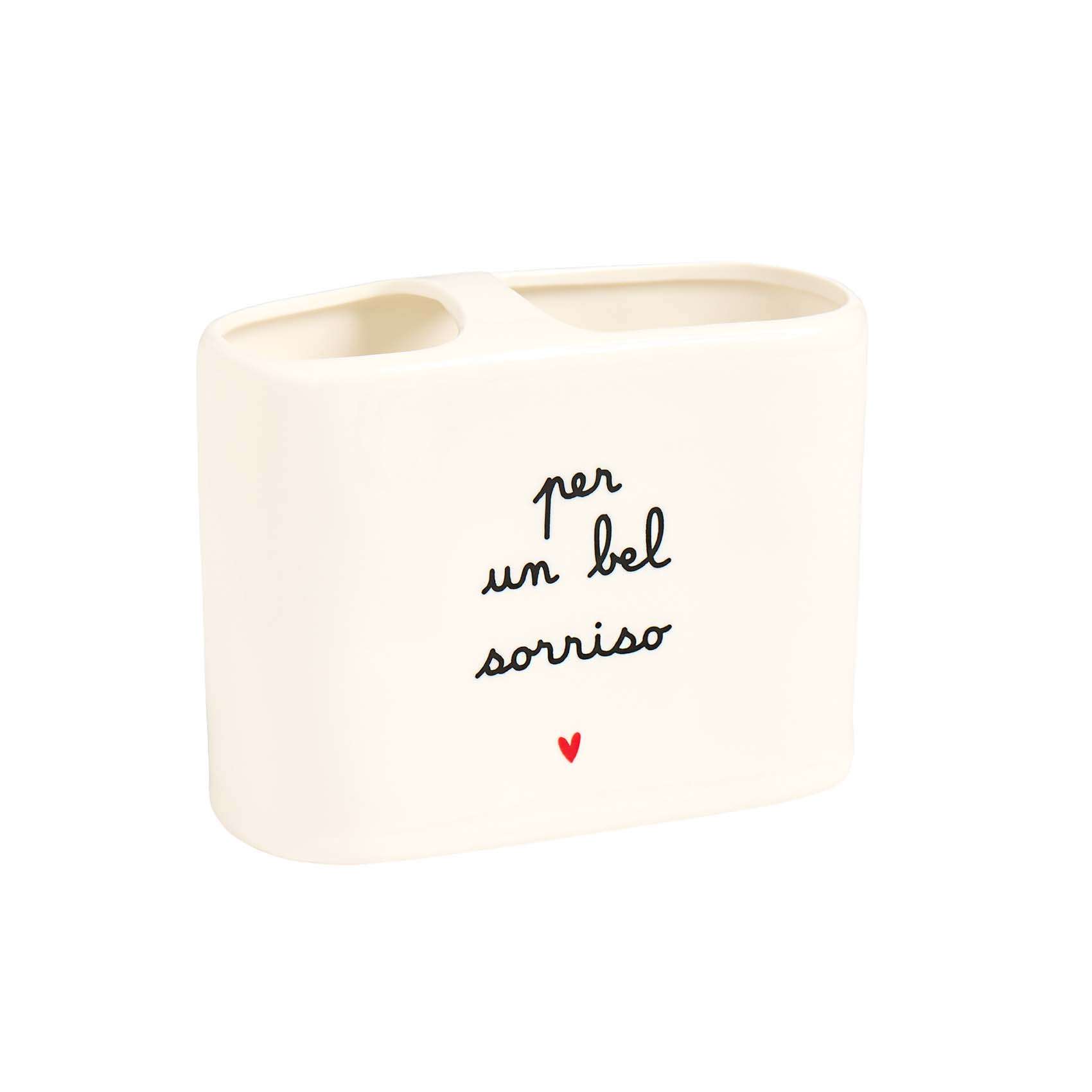 Immagine principale di Portaspazzolino Big in gres "Per un bel Sorriso" | Simple Day