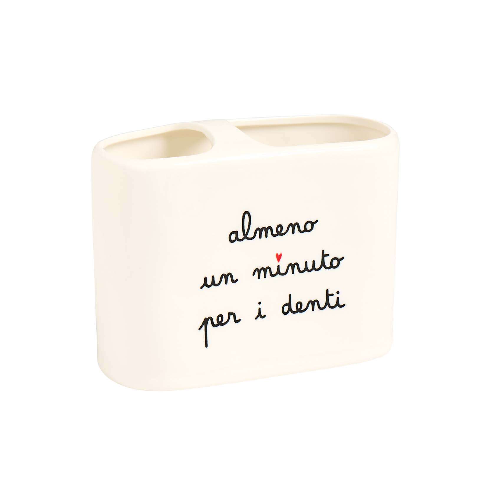 Immagine principale di Portaspazzolino Big in gres "Almeno un Minuto" | Simple Day