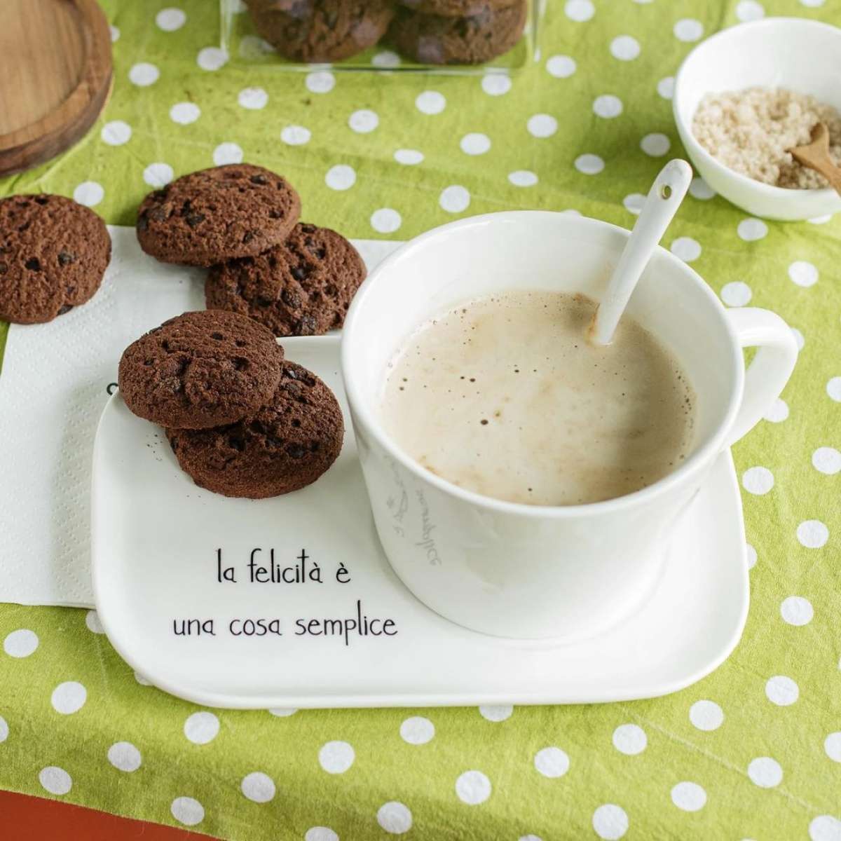 Immagine del prodotto Piatto Rettangolare per Tazze in Ceramica "La felicità è una cosa Semplice" | Simple Day