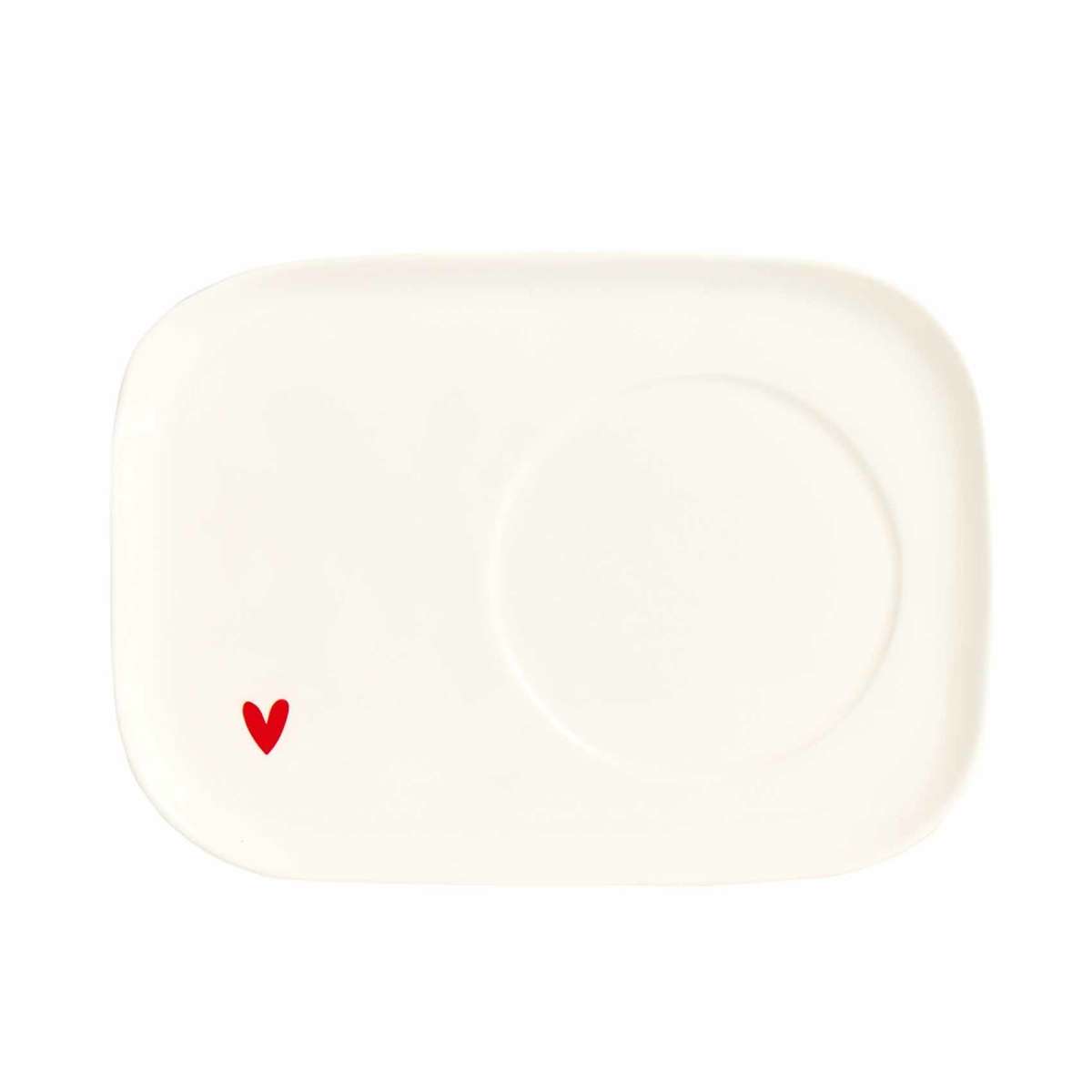 Immagine del prodotto Piatto Rettangolare per Tazze in Ceramica "Cuore Rosso" | Simple Day