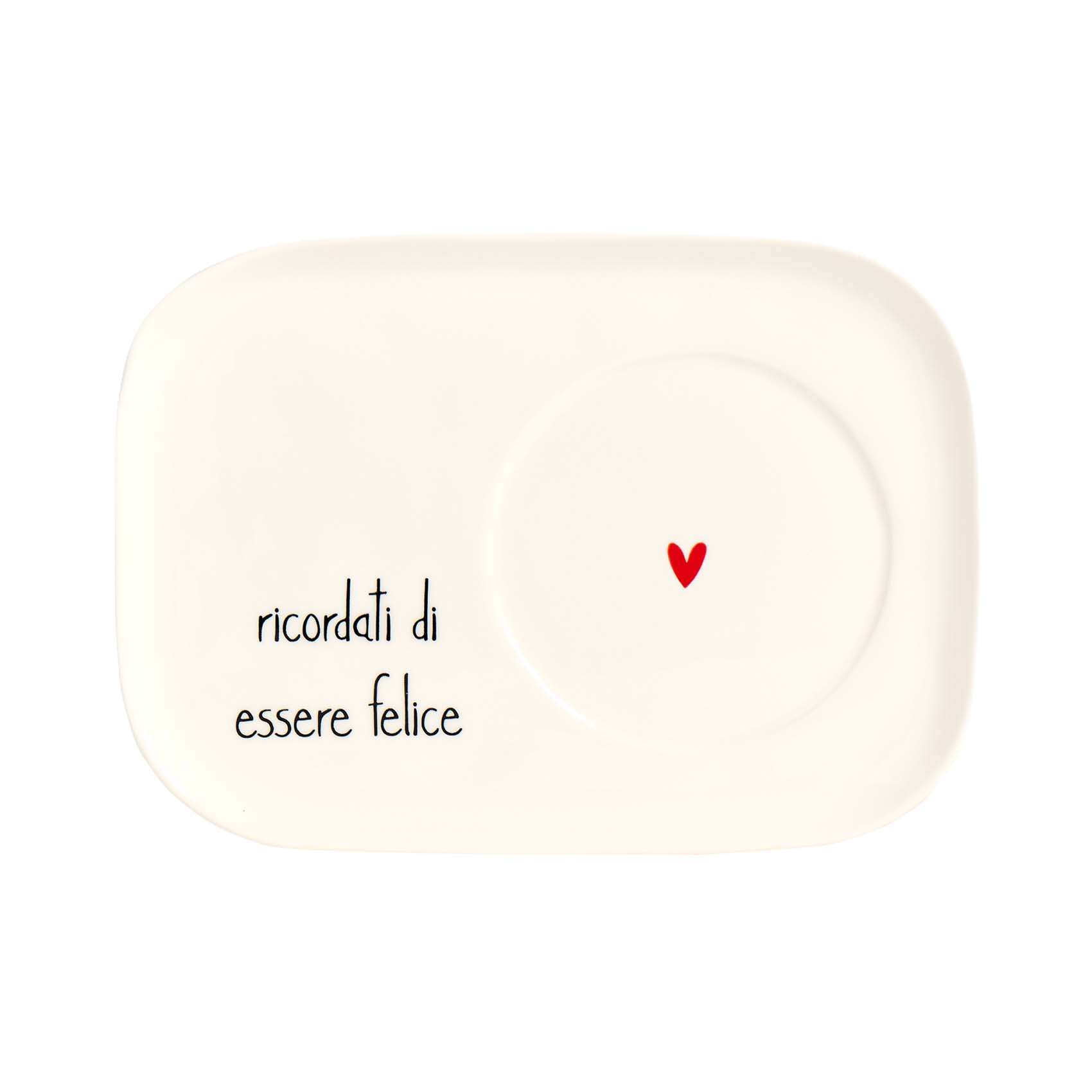 Immagine principale di Piatto Rettangolare per Tazze in Ceramica "Ricordati di Essere Felice" | Simple Day