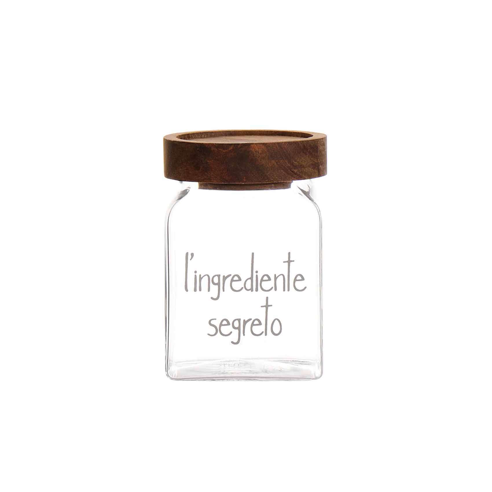 Immagine principale di Barattolino in Vetro con Tappo in Legno Acacia "L'Ingrediente Segreto" | Simple Day