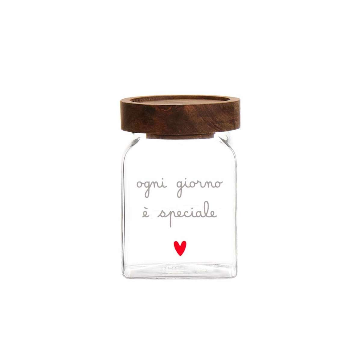 Immagine del prodotto Barattolino in Vetro con Tappo in Legno Acacia "Ogni Giorno E' Speciale" | Simple Day