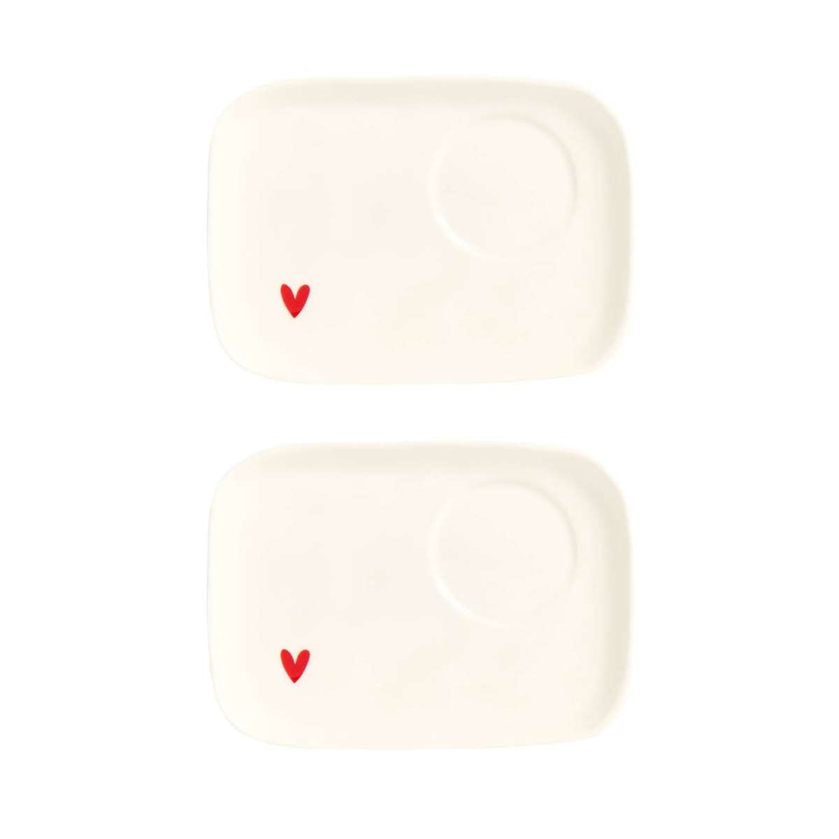 Immagine del prodotto Set 2 Piattini Espresso Cuore Rosso 14,5x10 cm | Simple Day