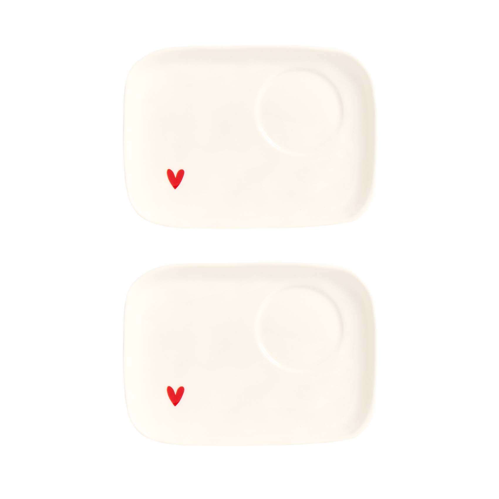Immagine principale di Set 2 Piattini Espresso Cuore Rosso 14,5x10 cm | Simple Day