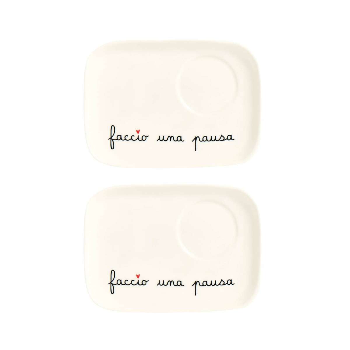 Immagine del prodotto Set 2 Piattini Espresso Faccio Una Pausa 14,5x10 cm | Simple Day