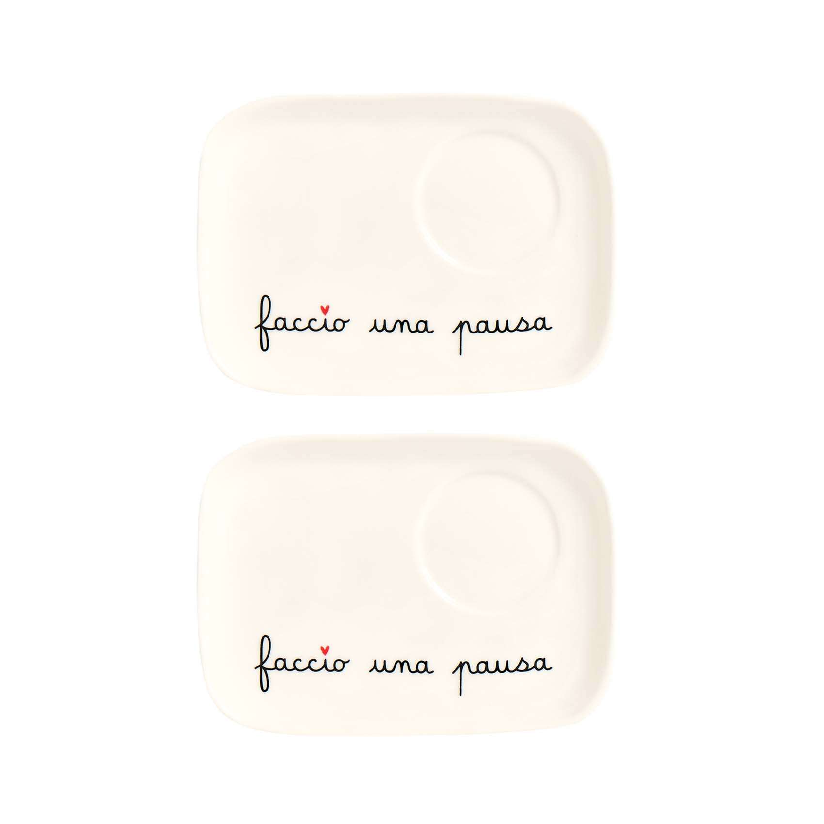 Immagine principale di Set 2 Piattini Espresso Faccio Una Pausa 14,5x10 cm | Simple Day