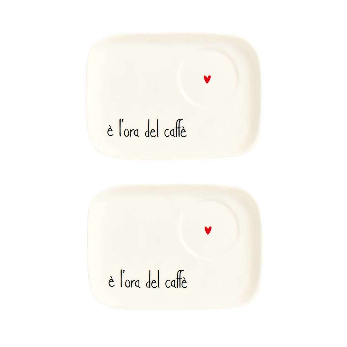 Immagine del prodotto Set 2 Piattini Espresso E' L'Ora Del Caffè 14,5x10 cm | Simple Day