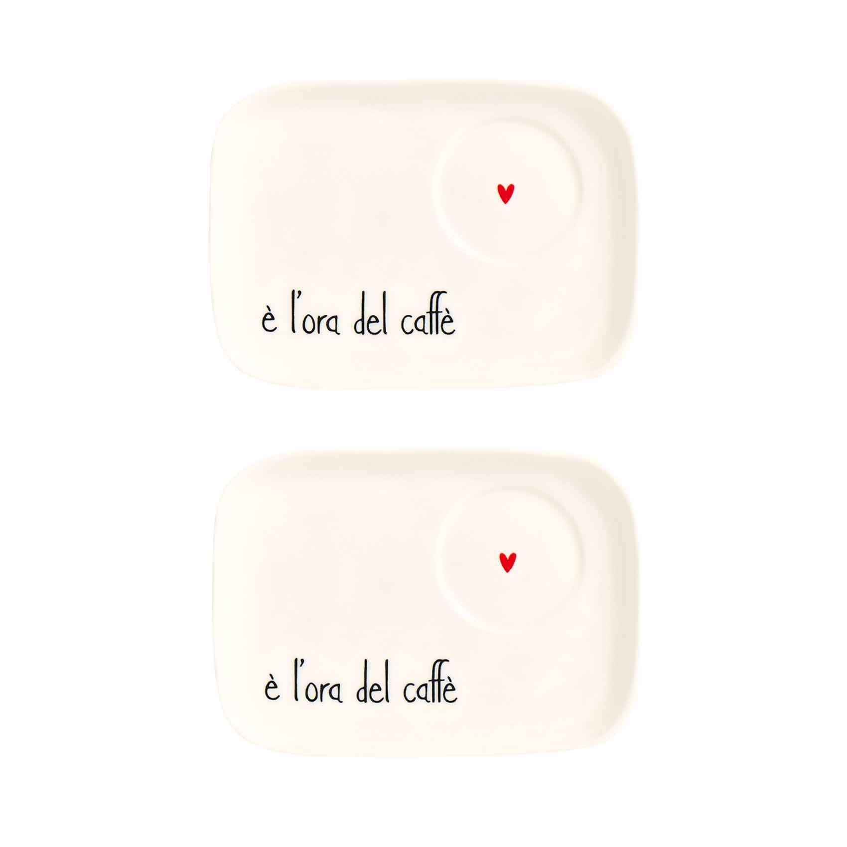 Immagine principale di Set 2 Piattini Espresso E' L'Ora Del Caffè 14,5x10 cm | Simple Day