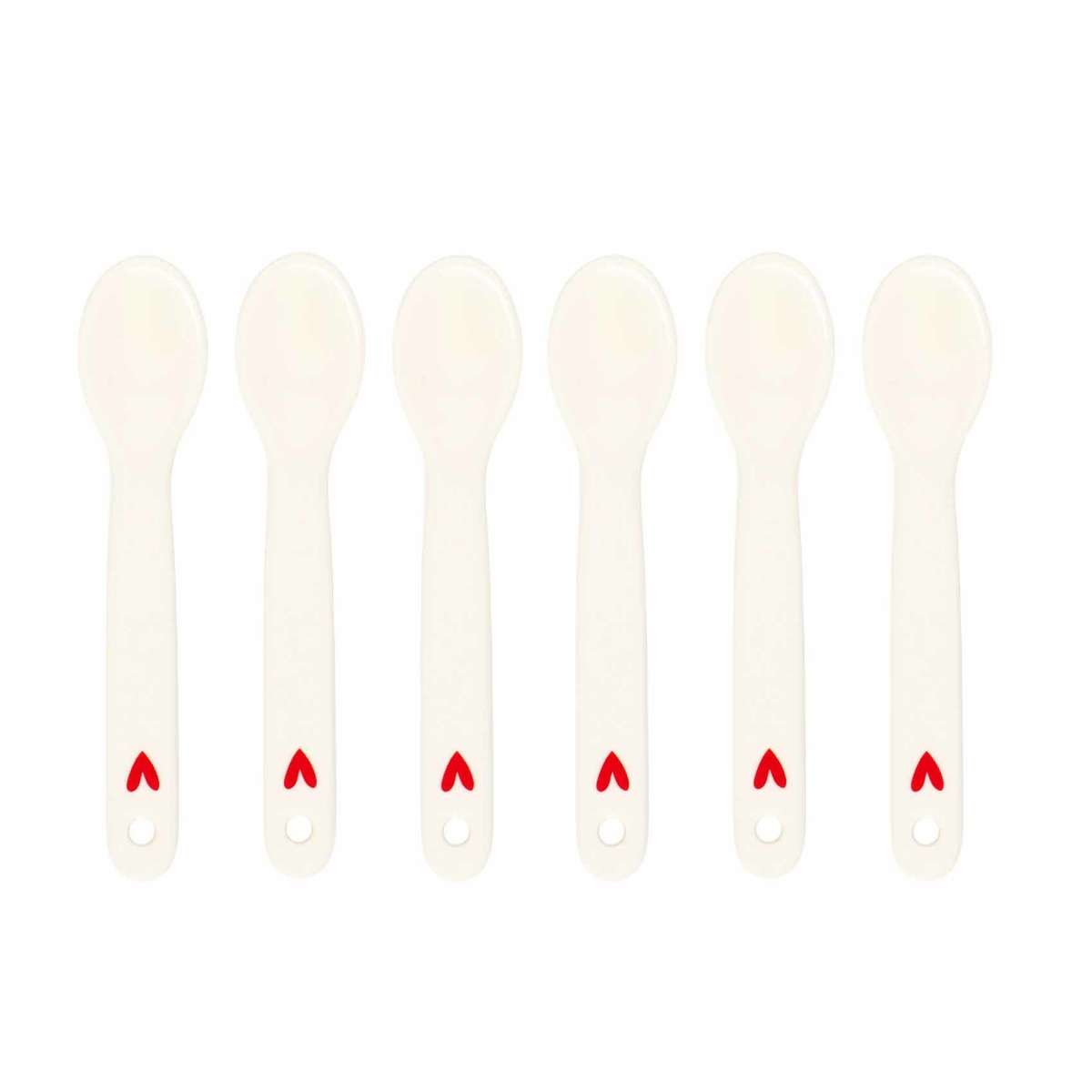 Immagine del prodotto Set 6 Cucchiaini in Ceramica Cuore Rosso 13 cm | Simple Day