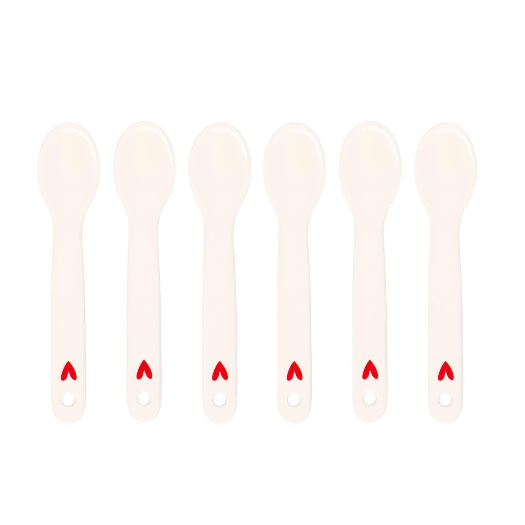 Immagine principale di Set 6 Cucchiaini in Ceramica Cuore Rosso 13 cm | Simple Day