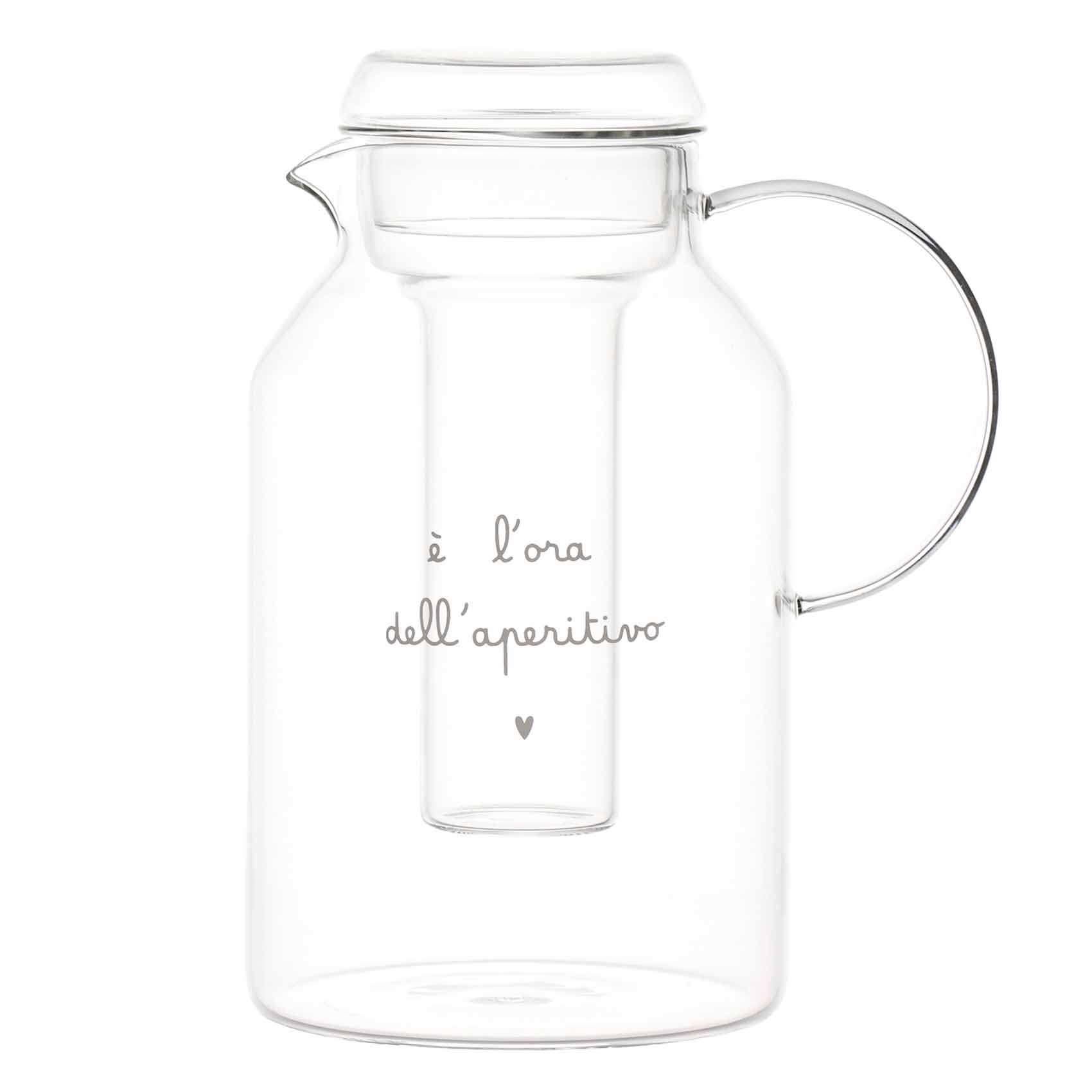 Immagine principale di Brocca con Portaghiaccio in vetro "E' L'ora dell'Aperitivo" | Simple Day