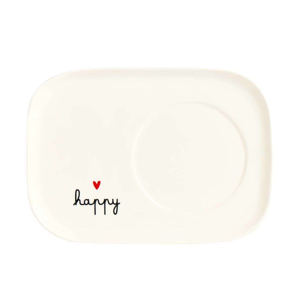 Immagine del prodotto Piatto Rettangolare per Tazze in Ceramica "Happy" | Simple Day