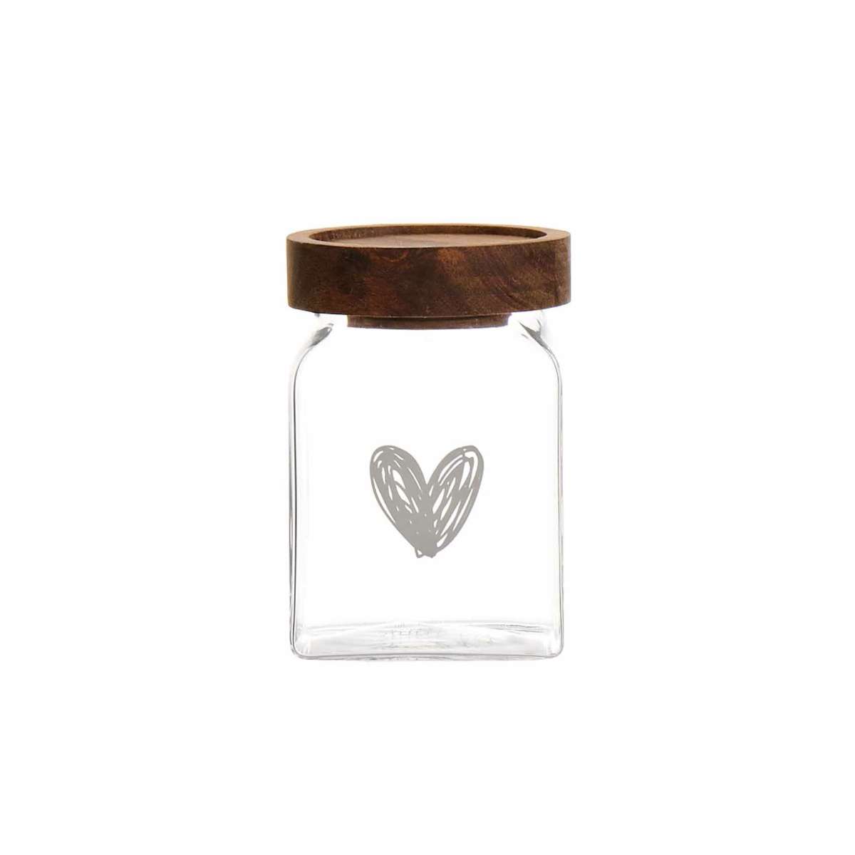 Immagine del prodotto Barattolino in Vetro con Tappo in Legno Acacia "Cuore" | Simple Day
