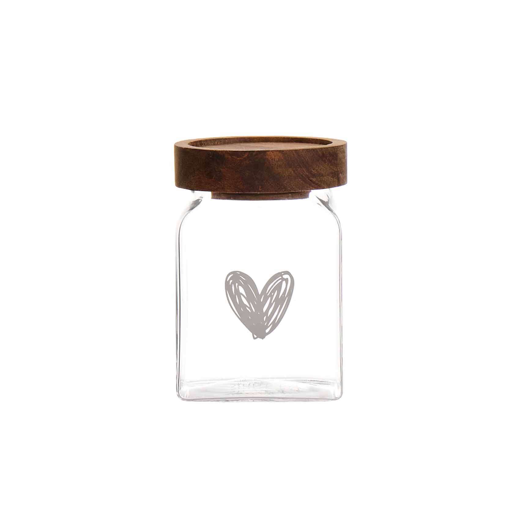 Immagine principale di Barattolino in Vetro con Tappo in Legno Acacia "Cuore" | Simple Day