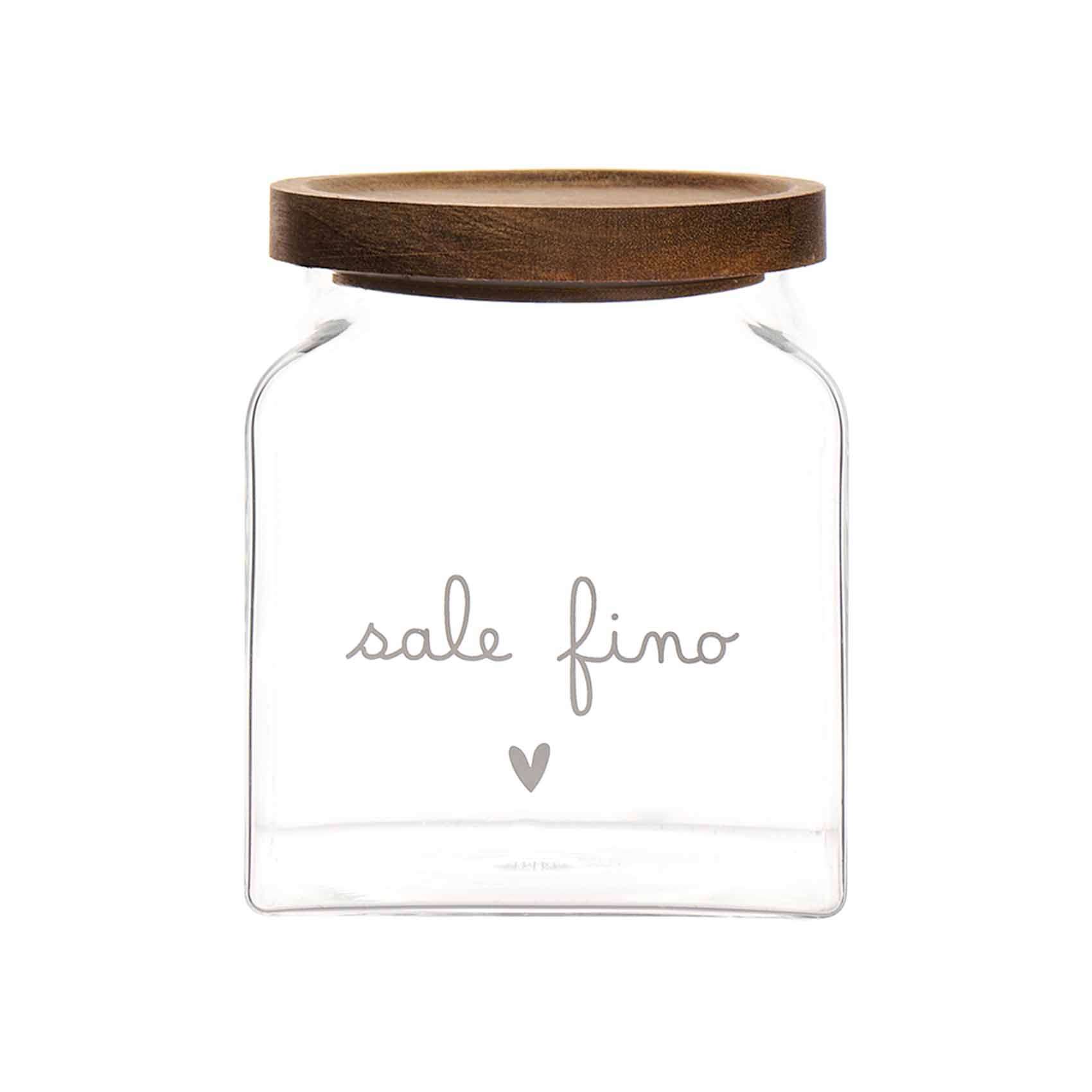 Immagine principale di Barattolo in Vetro con Tappo in Legno Acacia "Sale Fino" | Simple Day