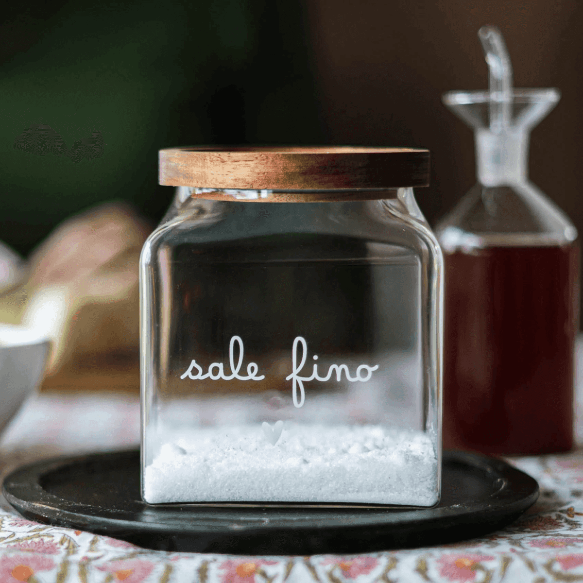 Immagine del prodotto Barattolo in Vetro con Tappo in Legno Acacia "Sale Fino" | Simple Day