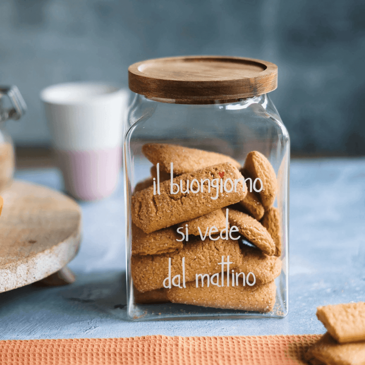 Immagine del prodotto Barattolo in Vetro con Tappo in Legno Acacia "Il Buongiorno Si Vede dal Mattino" | Simple Day