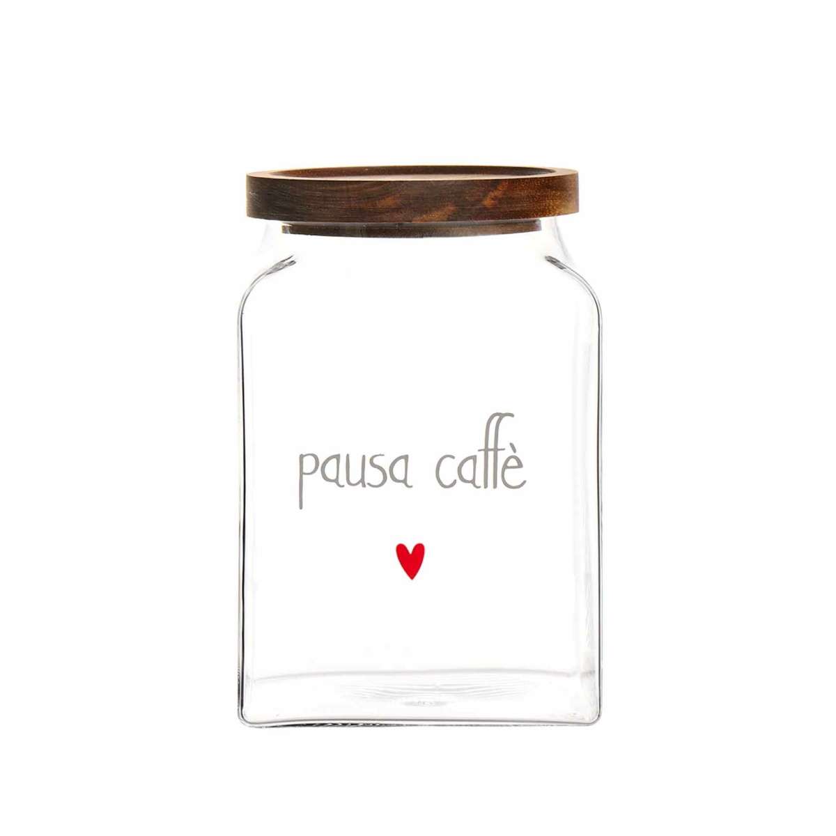 Immagine del prodotto Barattolo in Vetro con Tappo in Legno Acacia "Pausa Caffè" | Simple Day