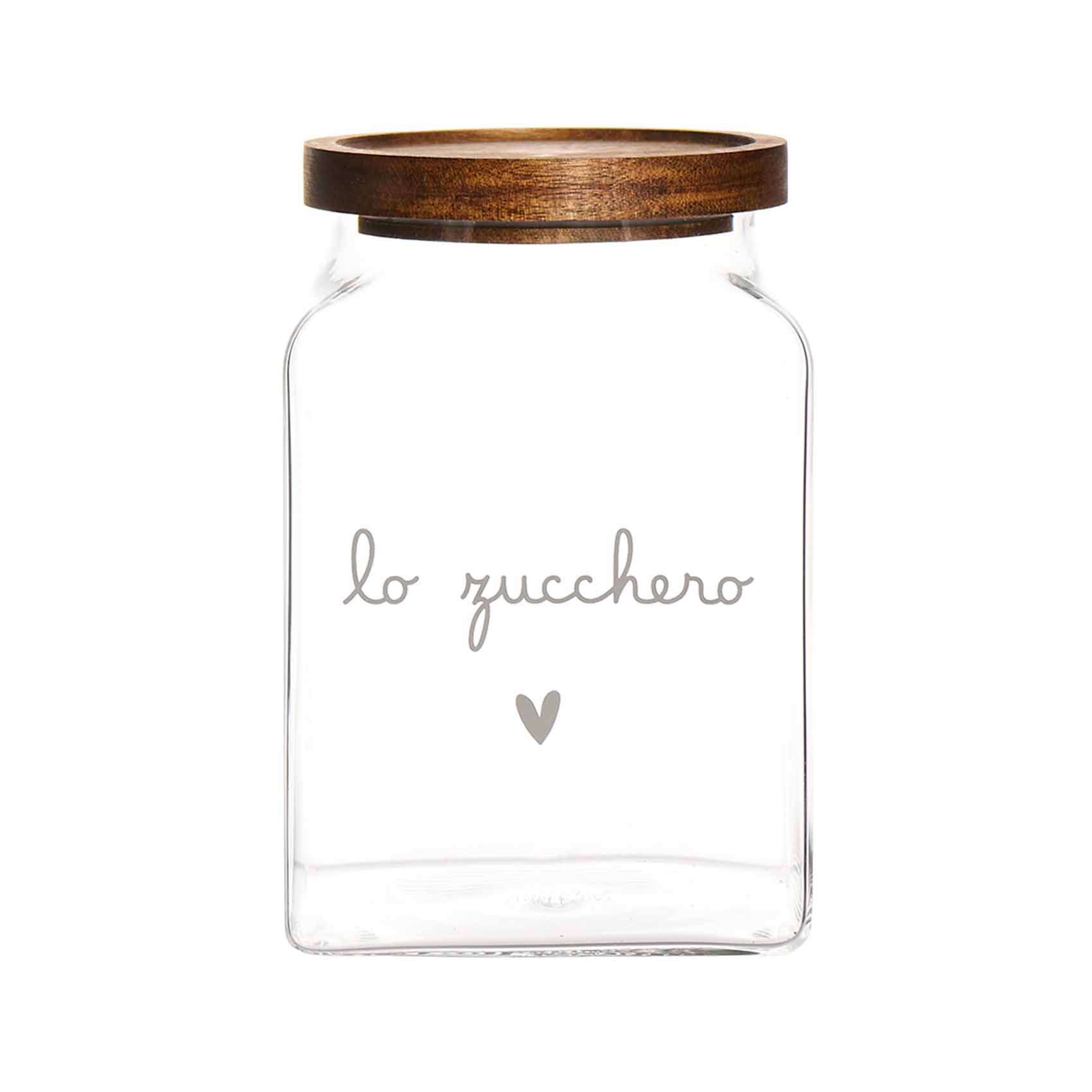 Immagine principale di Barattolo in Vetro con Tappo in Legno Acacia "Lo Zucchero" | Simple Day