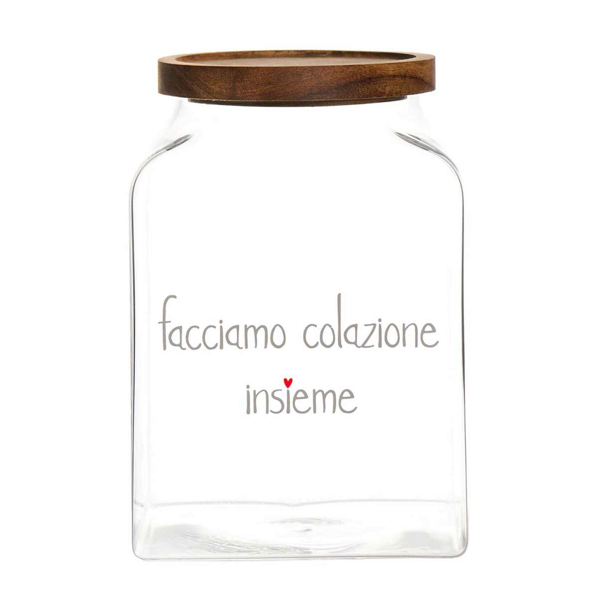 Immagine del prodotto Barattolo in Vetro con Tappo in Legno Acacia "Facciamo Colazione Insieme" | Simple Day
