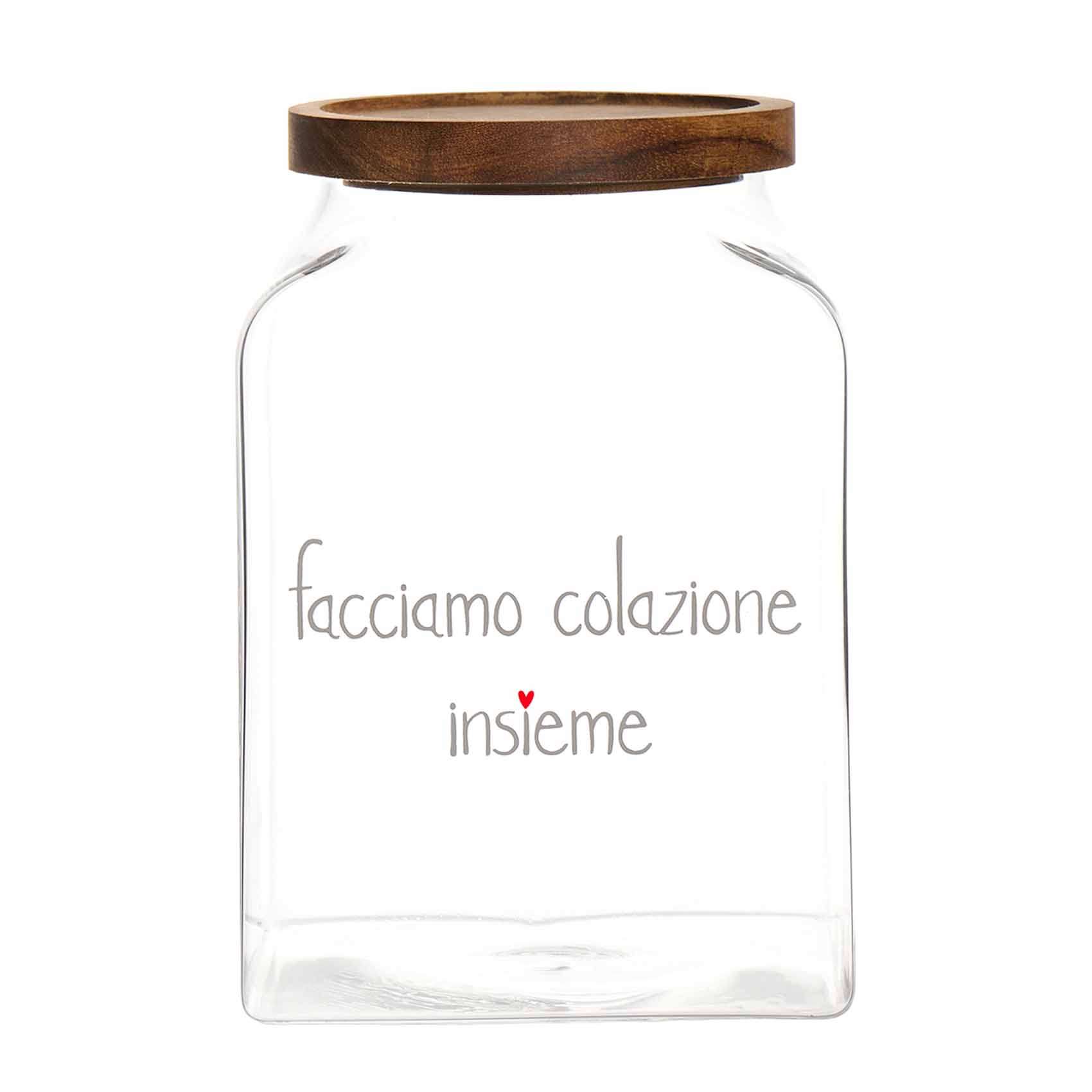 Immagine principale di Barattolo in Vetro con Tappo in Legno Acacia "Facciamo Colazione Insieme" | Simple Day