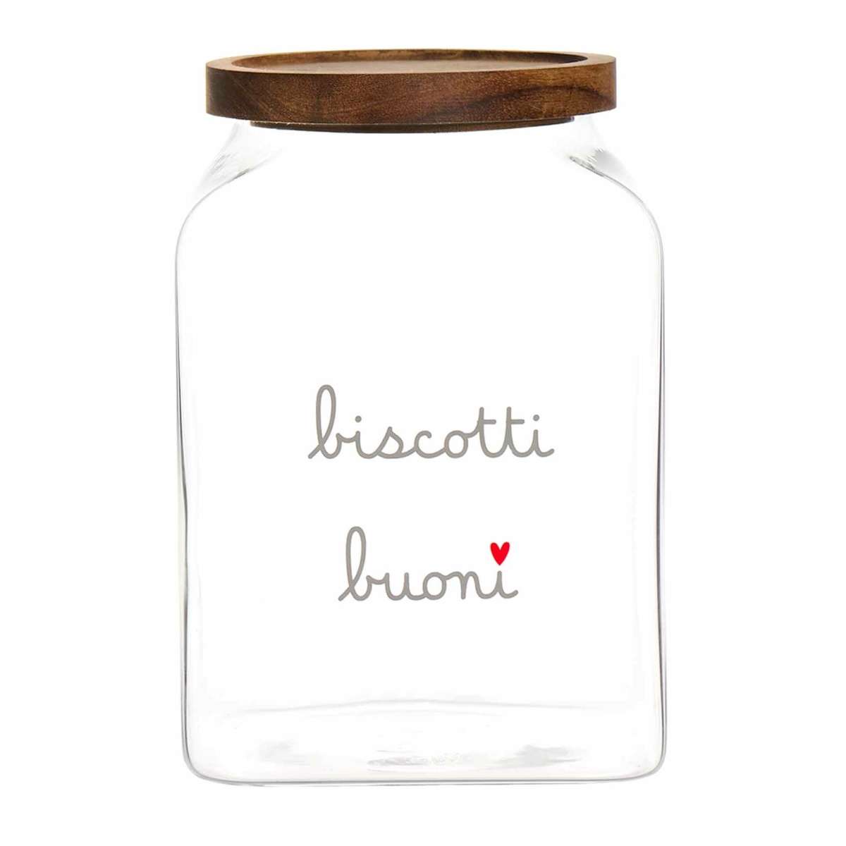 Immagine del prodotto Barattolo in Vetro con Tappo in Legno Acacia "Biscotti Buoni" | Simple Day