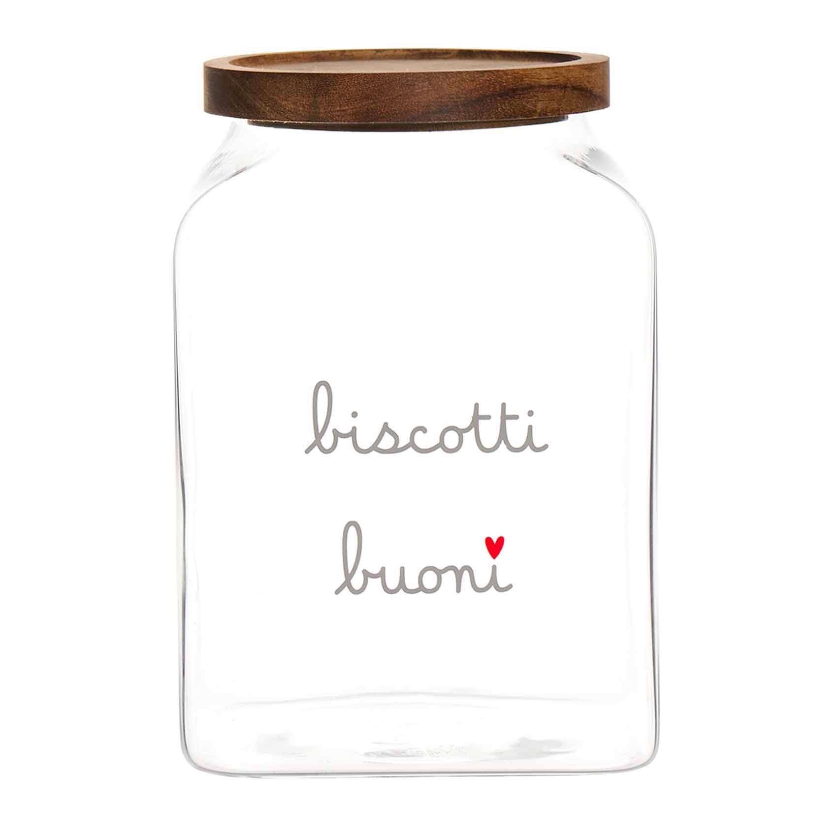 Immagine principale di Barattolo in Vetro con Tappo in Legno Acacia "Biscotti Buoni" | Simple Day