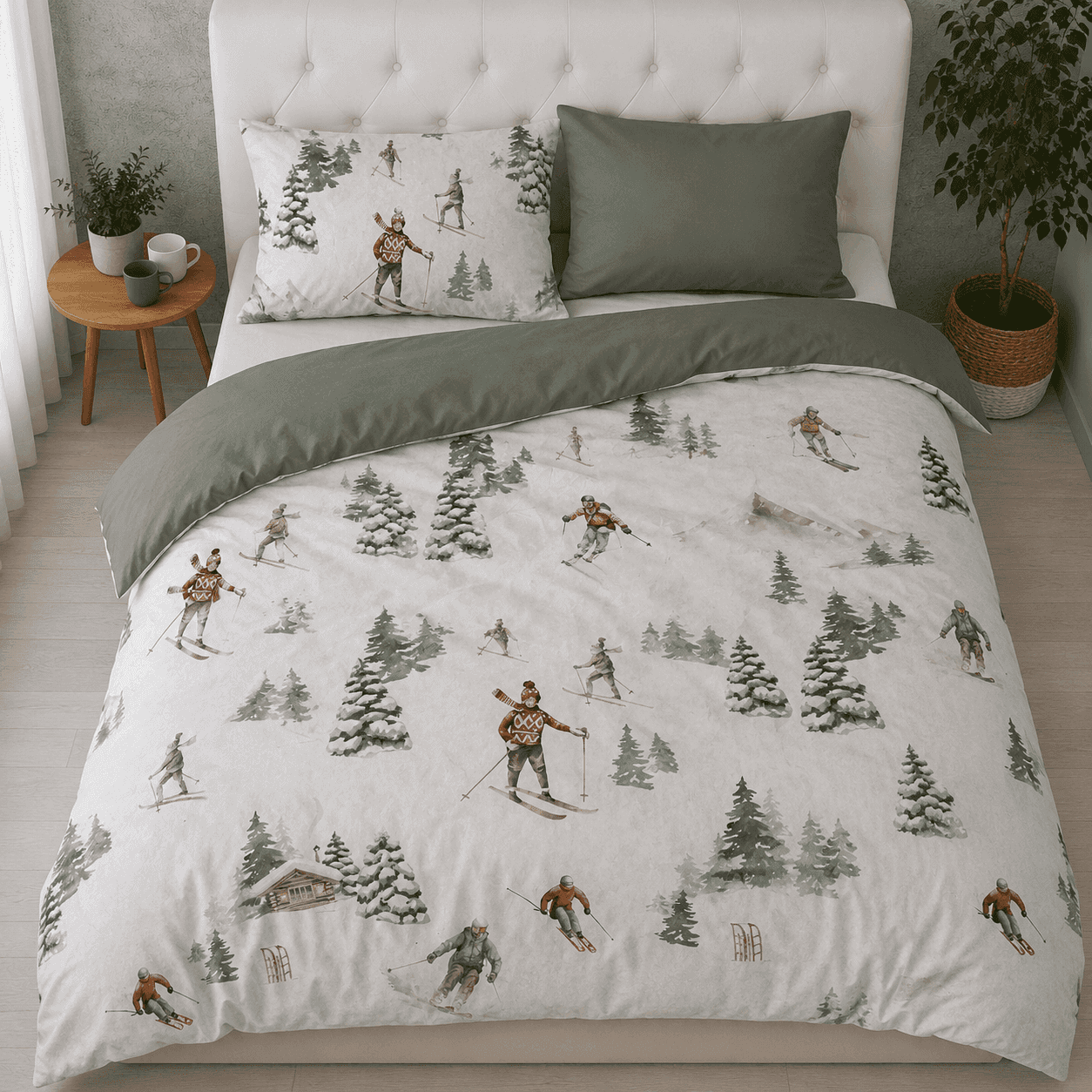 Immagine principale di Copripiumino Singolo Sci Mon Amour VERDE in 100% Cotone Daunex | Daunex