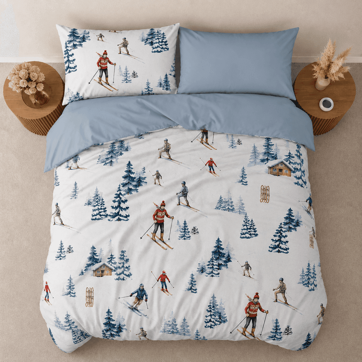 Immagine principale di Copripiumino Singolo Sci Mon Amour BLU in 100% Cotone Daunex | Daunex
