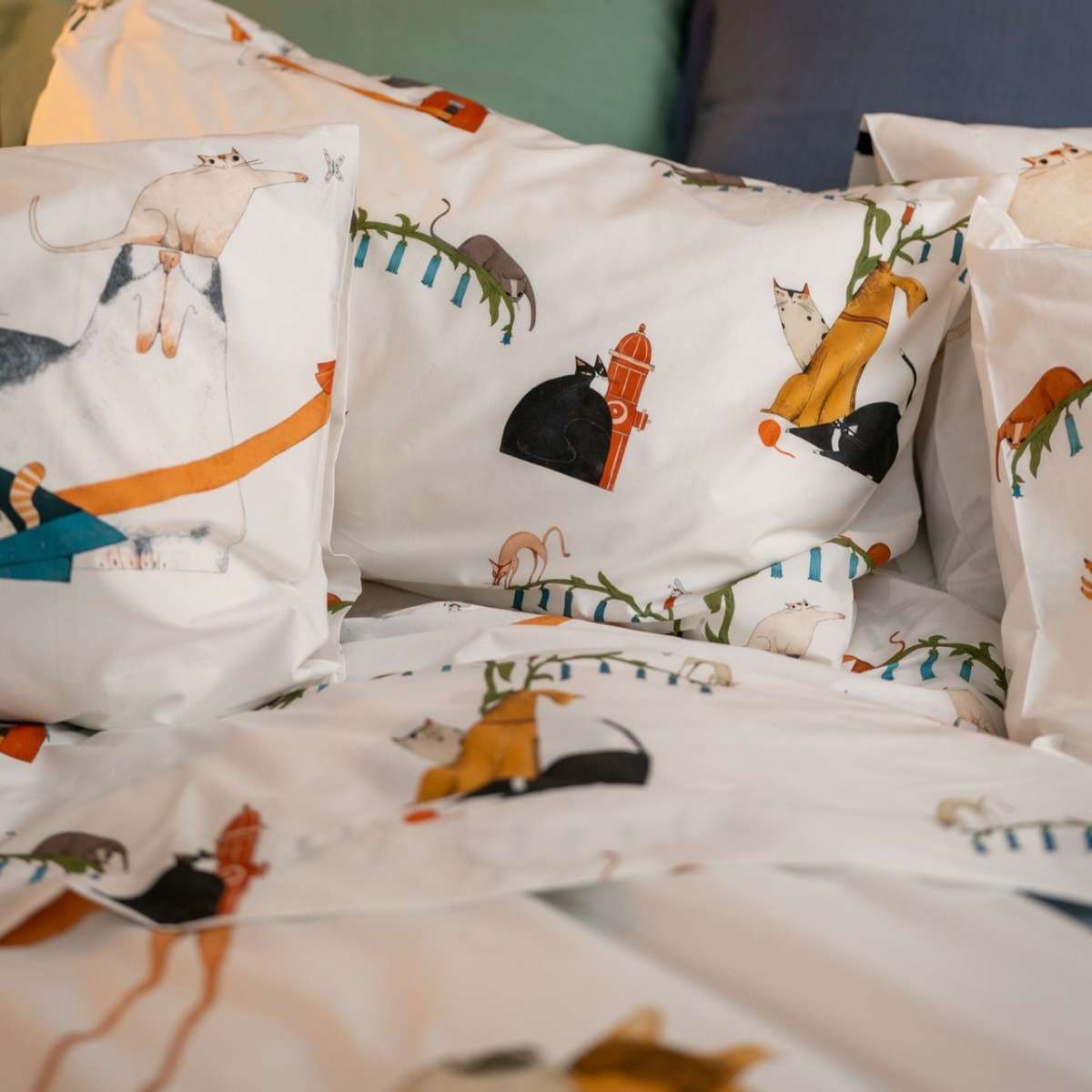 Immagine del prodotto Completo Letto Matrimoniale Momo in Percalle di Cotone | Tessitura Toscana Telerie