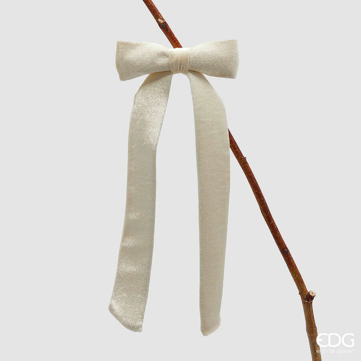 Immagine variante Avorio - Fiocco Decorativo in Velluto SLIM con clip - 2 Colori | EDG Enzo De Gasperi