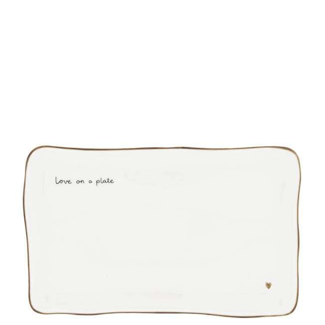 Immagine principale di Piatto Bianco con Cuore e Bordo Marrone 22x14 cm | Bastion Collections