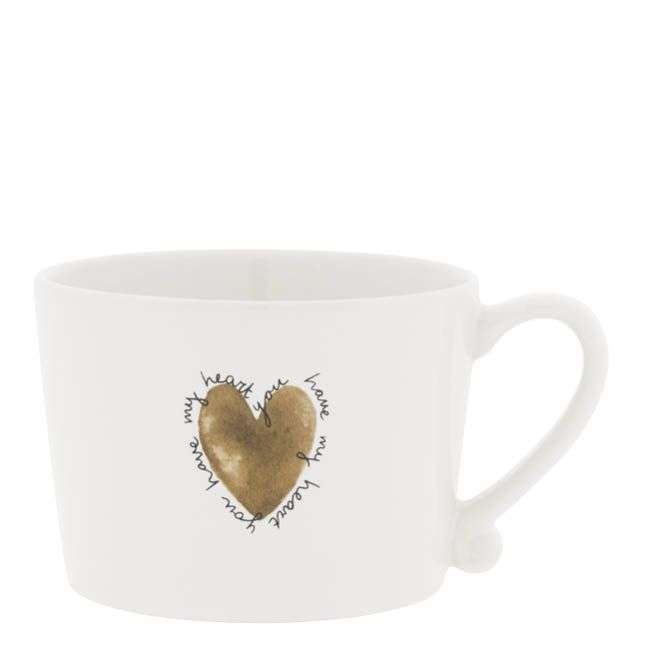 Immagine principale di Mug in Ceramica Bianca con Cuoricino Brown e Scritta | Bastion Collections
