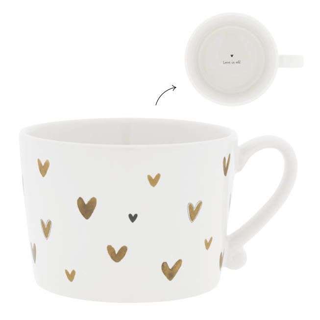 Immagine principale di Mug in Ceramica Bianca Tappezzata Cuori Brown | Bastion Collections